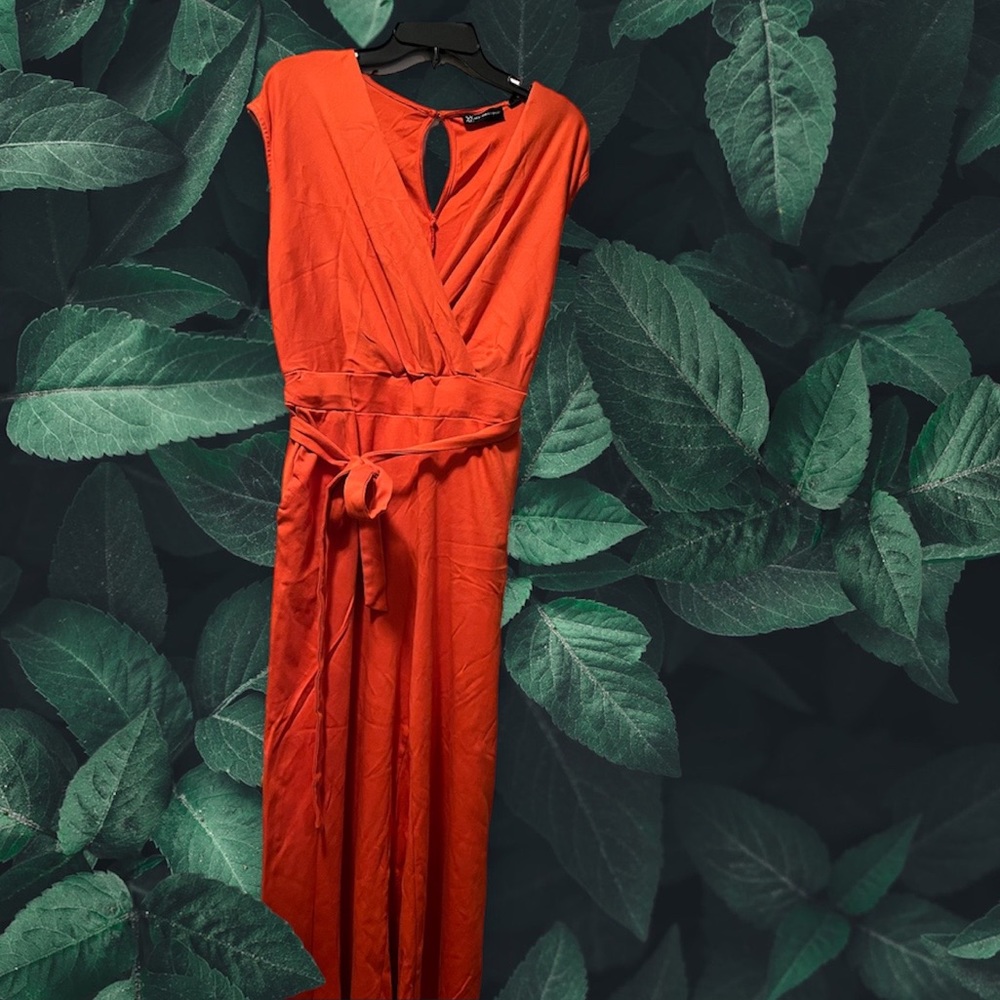 Orange Belted Jumpsuit